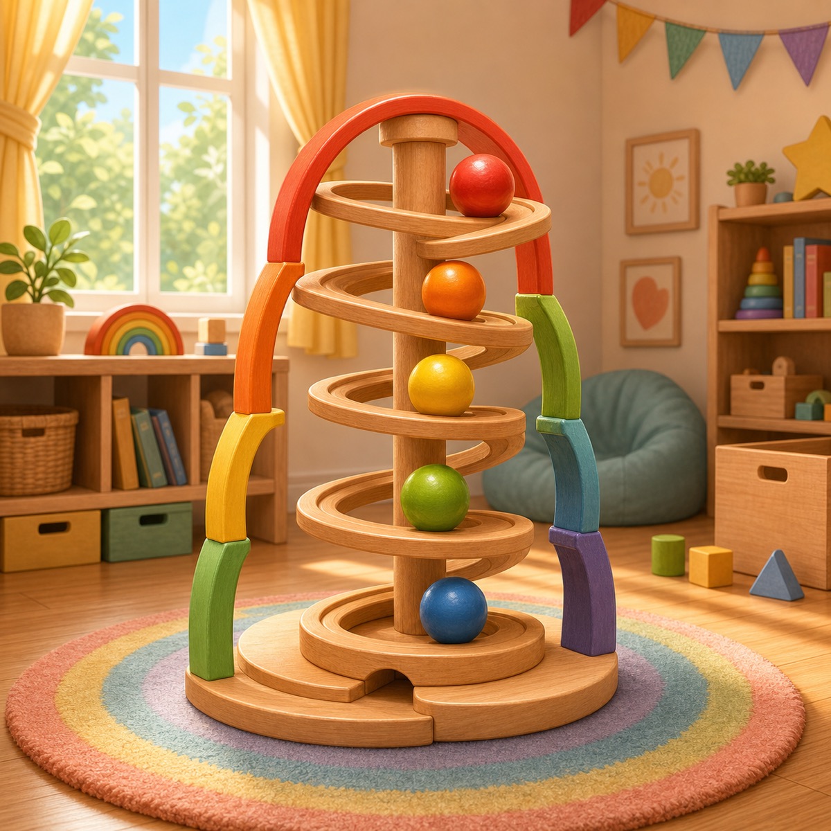 A colorful ball-track decoration